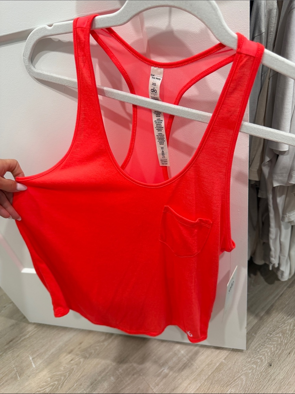 NWT Alo Racerback Pocket Tank - Bright Coral Red